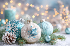 Cozy Christmas balls with glowing lights. High quality photo Product Image 1