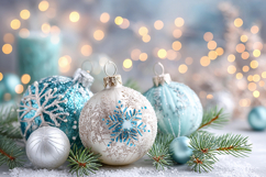 Cozy Christmas balls with glowing lights. High quality photo Product Image 1