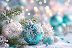 Cozy Christmas balls with glowing lights. High quality photo Product Image 1