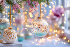 Christmas tree balls with glowing lights. High quality photo Product Image 1