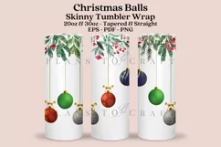 christmas balls skinny tumbler sublimation wrap with high resolution and transparant background are for 20oz and 30oz skinny tumbler