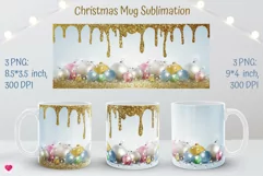 Christmas balls with gold glitter mug sublimation