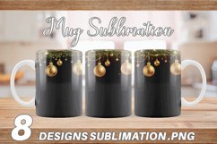 Gold Black Baubles Ornaments Mug sublimation design Product Image 1