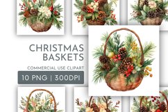 Christmas Basket Clipart | Watercolour Clipart PNG Product Image 1