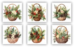 Christmas Basket Clipart | Watercolour Clipart PNG Product Image 2