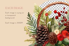 Christmas Basket Clipart | Watercolour Clipart PNG Product Image 4