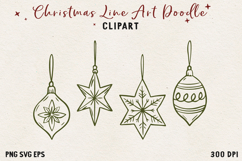 Vintage Hand-Drawn Christmas Illustration| Line Art Clipart Product Image 1