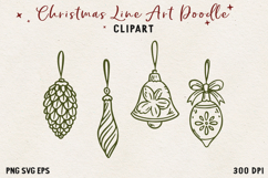 Vintage Hand-Drawn Christmas Illustration| Line Art Clipart Product Image 1