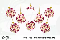 Ornate Christmas Baubles Starbucks Hot Cup Wrap SVG 16oz Product Image 2