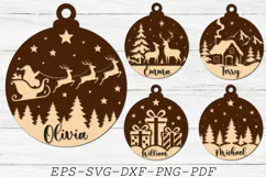 Christmas Bauble Name SVG, Personalized Ornament Svg Product Image 1