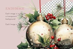 Watercolor Christmas Baubles Clipart PNG 27 Product Image 4