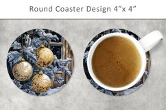 Christmas Baubles Round Coaster, Christmas circle Product Image 1