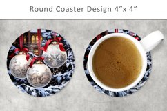 Christmas Baubles Round Coaster, Xmas coaster Product Image 1