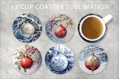 Christmas baubles watercolor Circles for Coasters Product Image 2