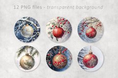 Christmas baubles watercolor Circles for Coasters Product Image 3