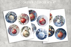 Christmas baubles watercolor Circles for Coasters Product Image 5