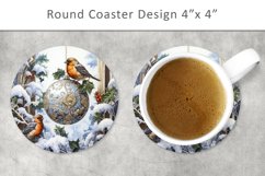 Christmas Baubles Round Coaster, kitchen decor Product Image 1