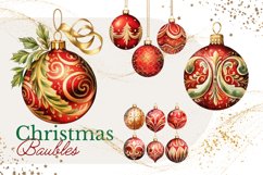 Christmas Baubles Watercolor Clipart Ball Ornament Decorate Product Image 1