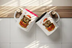 Christmas bear tumbler, mug wrap, clipart sublimation png Product Image 3