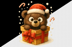 Christmas bear tumbler, mug wrap, clipart sublimation png Product Image 2