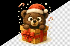 Christmas bear tumbler, mug wrap, clipart sublimation png Product Image 2