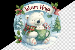 Christmas bear tumbler, mug wrap, clipart sublimation png Product Image 2