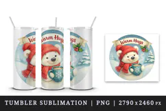 Christmas bear tumbler, mug wrap, clipart sublimation png Product Image 4