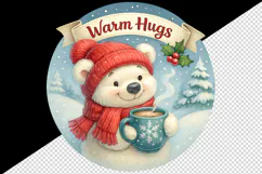 Christmas bear tumbler, mug wrap, clipart sublimation png Product Image 2