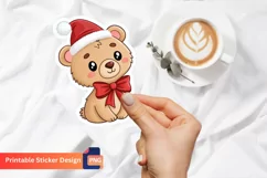 Christmas Bear Baby Animal Sticker, Festive animal sticker Product Image 1