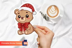 Christmas Bear Baby Animal Sticker, Festive animal sticker Product Image 1
