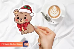 Christmas Bear Baby Animal Sticker, Festive animal sticker Product Image 1