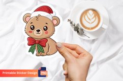 Christmas Bear Baby Animal Sticker, Festive animal sticker Product Image 1