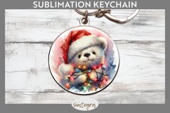 Christmas Bear Entangled in Lights Round Keychain Sublimatio Product Image 1