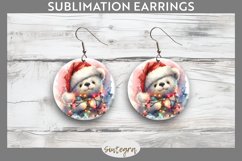 Christmas Bear Entangled in Lights Round Earrings Sublimatio Product Image 1