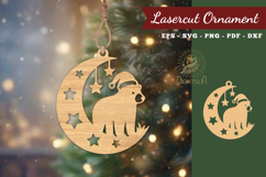 Christmas Bear In Moon Lasercut Ornament SVG Product Image 1