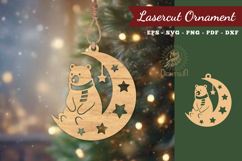 Christmas Bear In Moon Lasercut Ornament SVG Product Image 1