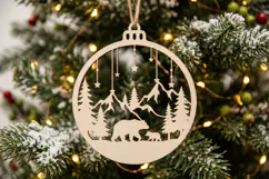 Christmas Bear Mountain SVG, Holiday Laser Cut Design File Product Image 1