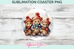 Christmas Bears Sublimation Round Coaster Product Image 1