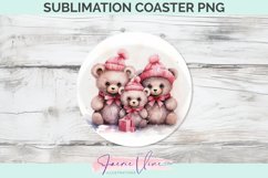 Christmas Bears Sublimation Round Coaster Product Image 1