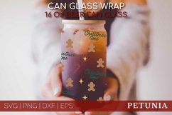 CHRISTMAS CAN GLAS WRAP SVG CUT FILE BEING USED AS A CHRISTMAS BEER CAN GLASS WRAP PRINT