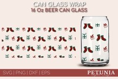 CHRISTMAS CAN GLASS SVG CUT FILE BEING USED AS A CHRISTMAS BEER GLASS PRINT