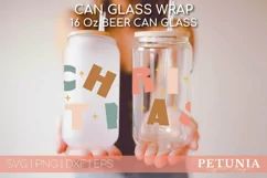 CHRISTMAS CAN GLASS WRAP SVG BEING USED AS A CHRISTMAS BEER CAN GLASS WRAP PRINT