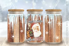 Christmas beer libbey glass can wrap, retro santa with beer Product Image 1