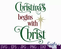 Christmas Begins With Christ Christian Farmhouse Sign Svg Product Image 2