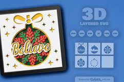 Christmas Believe Snowflake Bauble Mandala Layered Papercut Product Image 1