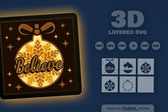 Christmas Believe Snowflake Bauble Mandala Layered Papercut Product Image 3