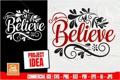 Believe Christmas SVG | believe svg | santa hat svg cut file Product Image 1