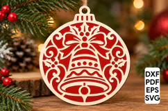 Christmas Bell Ornament Laser Cut SVG Product Image 1