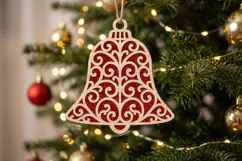 Christmas Bell Ornament SVG, Laser Cutting Files Product Image 1