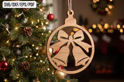 Christmas Bell Wooden Ornament Laser Cut Product Image 1